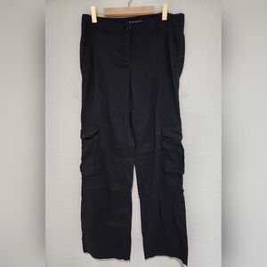 Theory Linen Pants Cargo Spring Summer Quiet Luxury Black